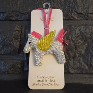 Natasha Couture Glitter Pegasus Key Ring with Pink and Gold